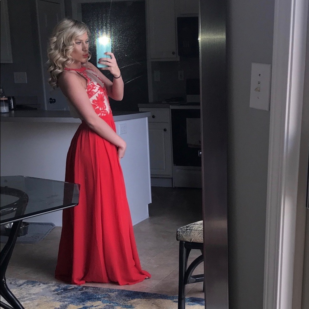 Embroidered Red Formal Dress